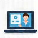 Ikona przedstawiająca wideorozmowę lub konsultację online.